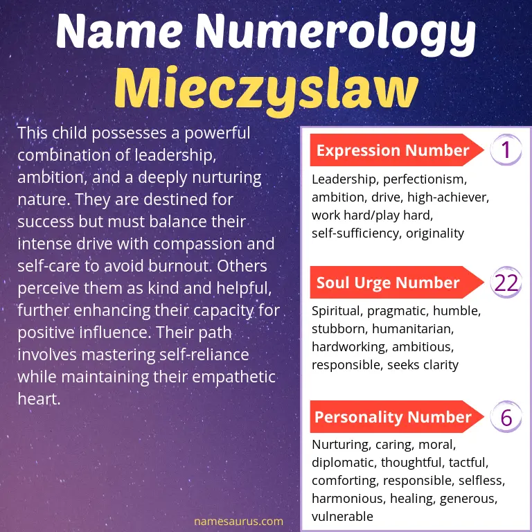 numerology of the name mieczyslaw.