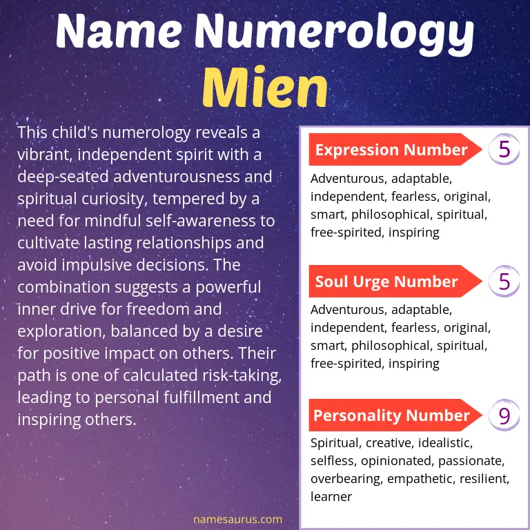 numerology of the name mien.