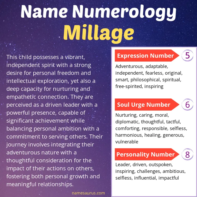 numerology of the name millage.