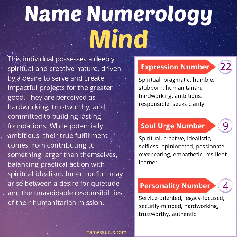 numerology of the name mind.