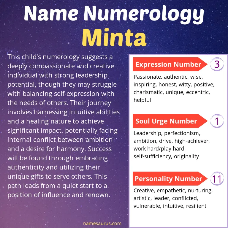 numerology of the name minta.