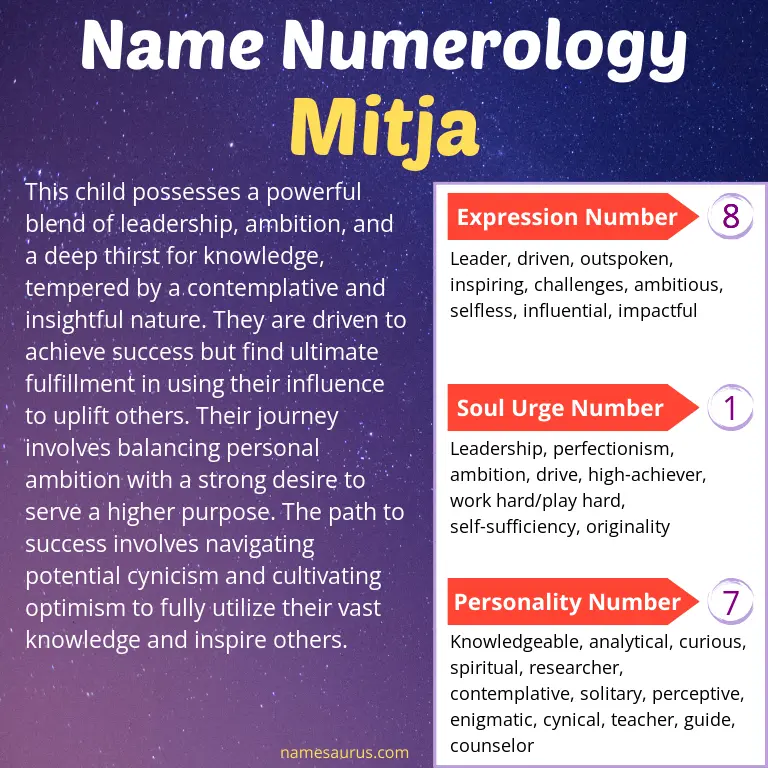 numerology of the name mitja.