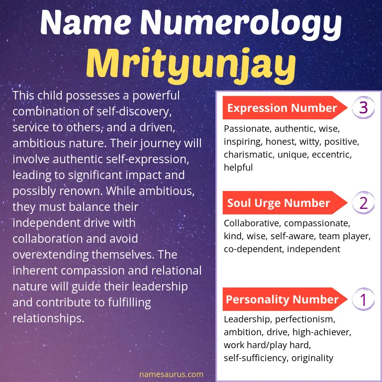 numerology of the name mrityunjay.