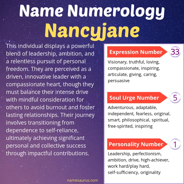 numerology of the name nancyjane.