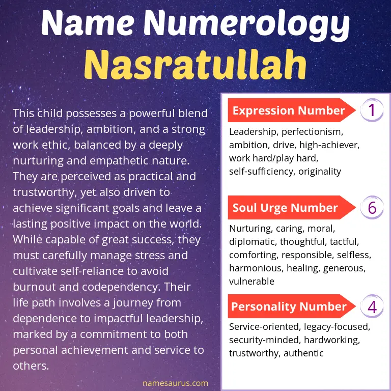 numerology of the name nasratullah.
