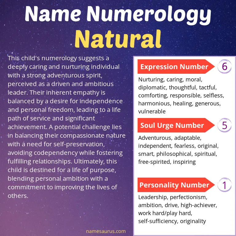 numerology of the name natural.