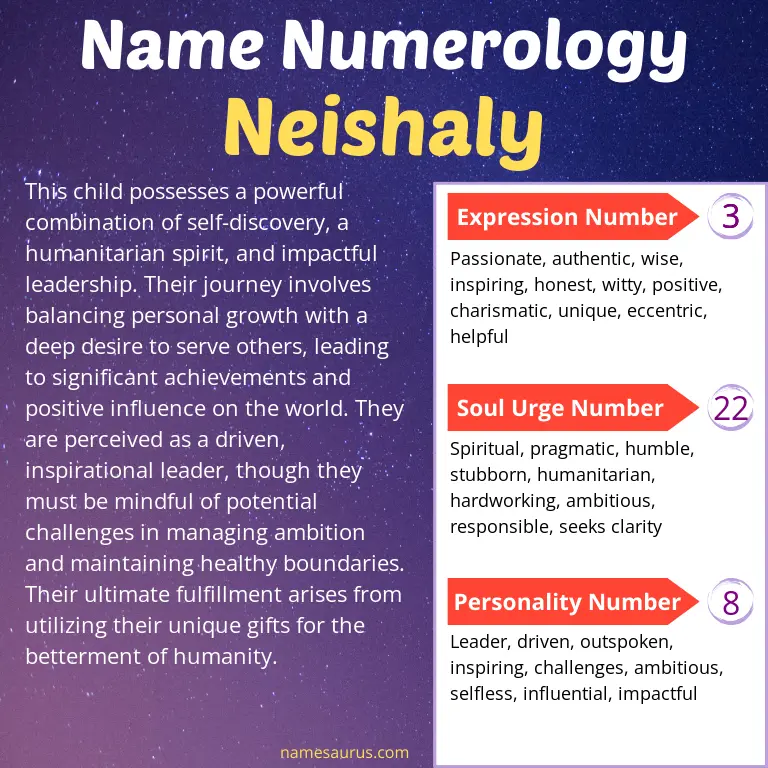 numerology of the name neishaly.