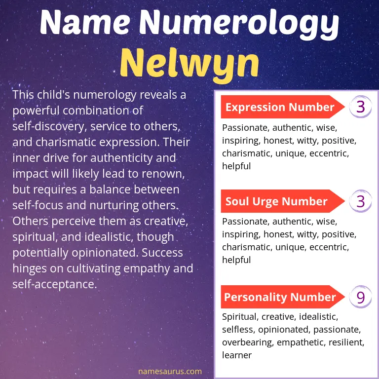 numerology of the name nelwyn.