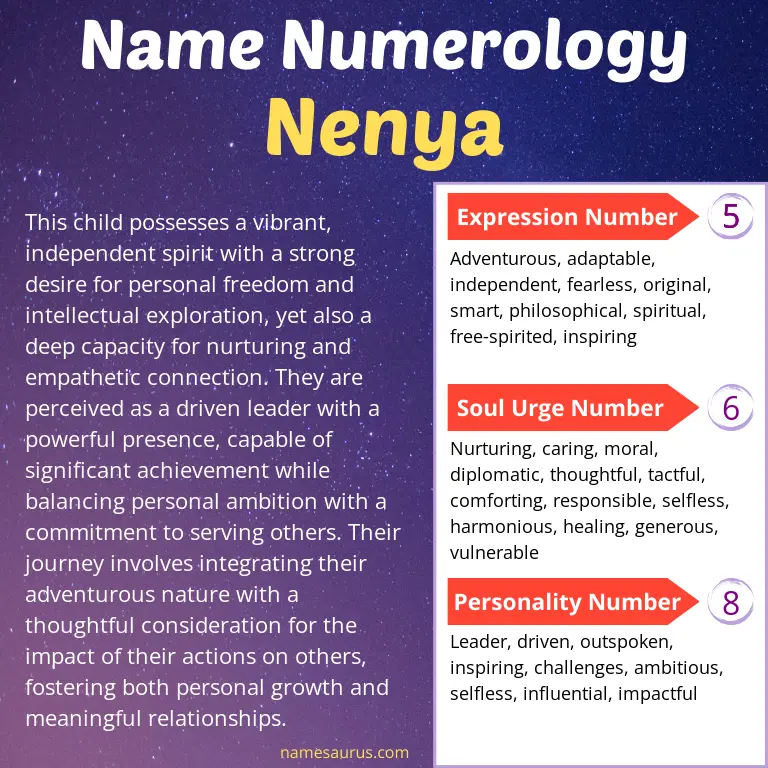 numerology of the name nenya.