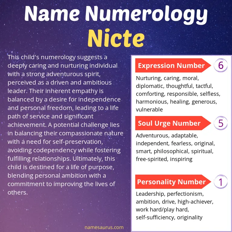 numerology of the name nicte.