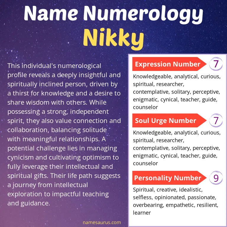 numerology of the name nikky.