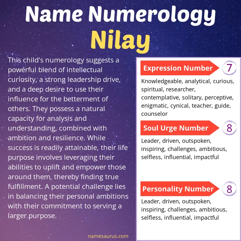 numerology of the name nilay.