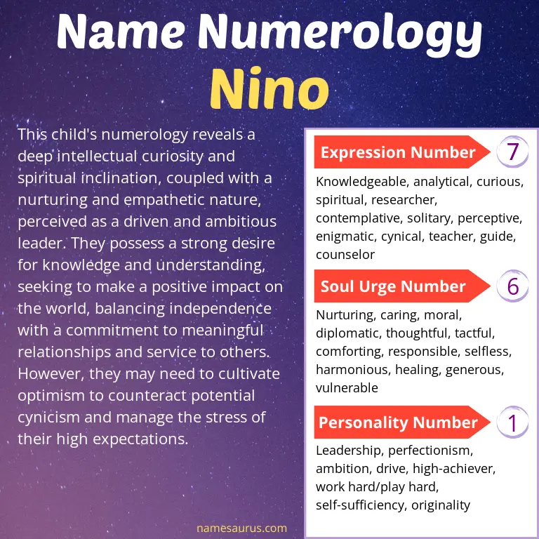 numerology of the name nino.