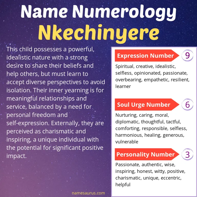 numerology of the name nkechinyere.