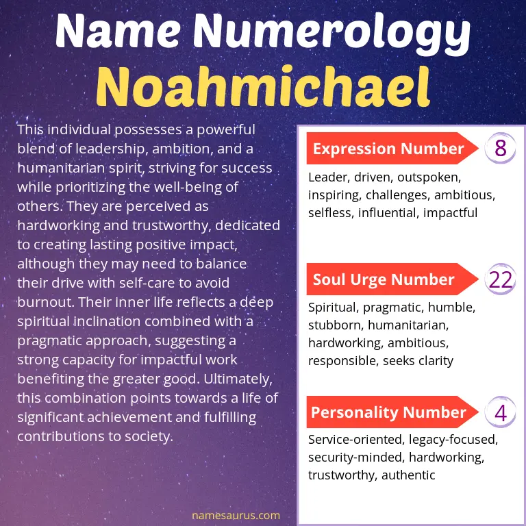 numerology of the name noahmichael.