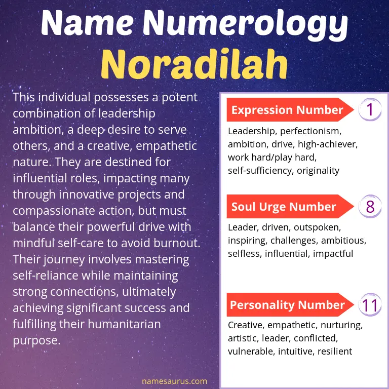 numerology of the name noradilah.