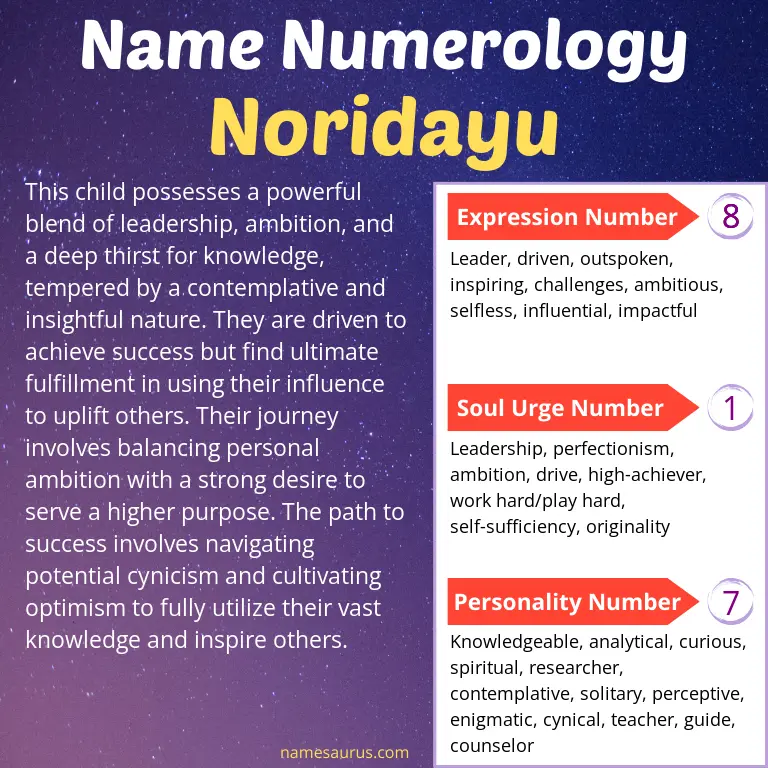 numerology of the name noridayu.