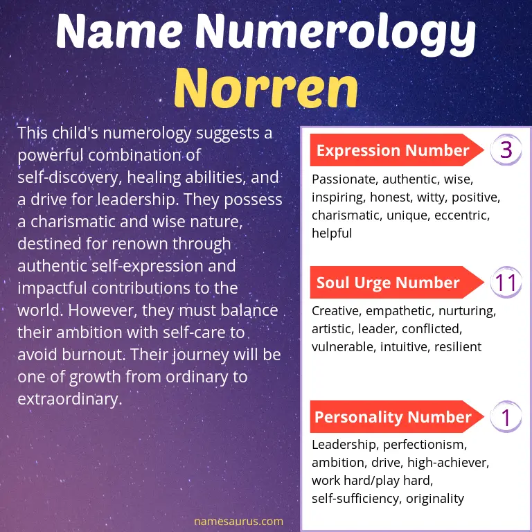 numerology of the name norren.