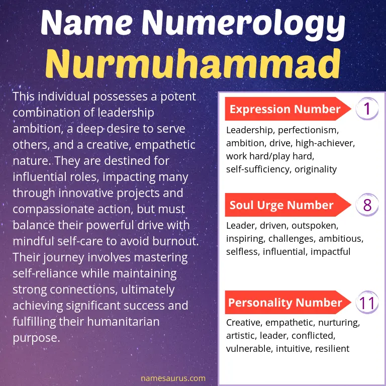 numerology of the name nurmuhammad.