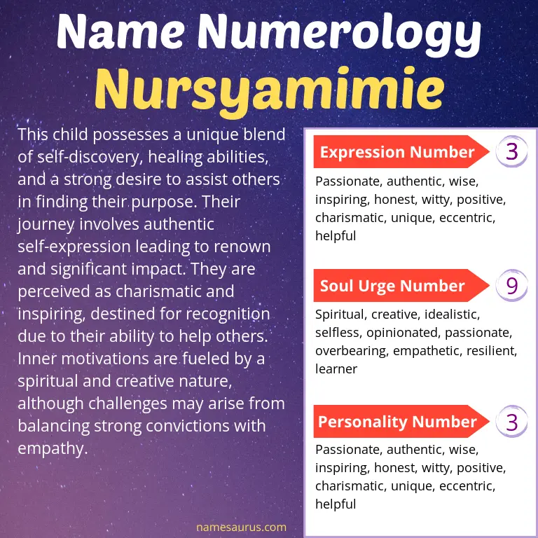 numerology of the name nursyamimie.