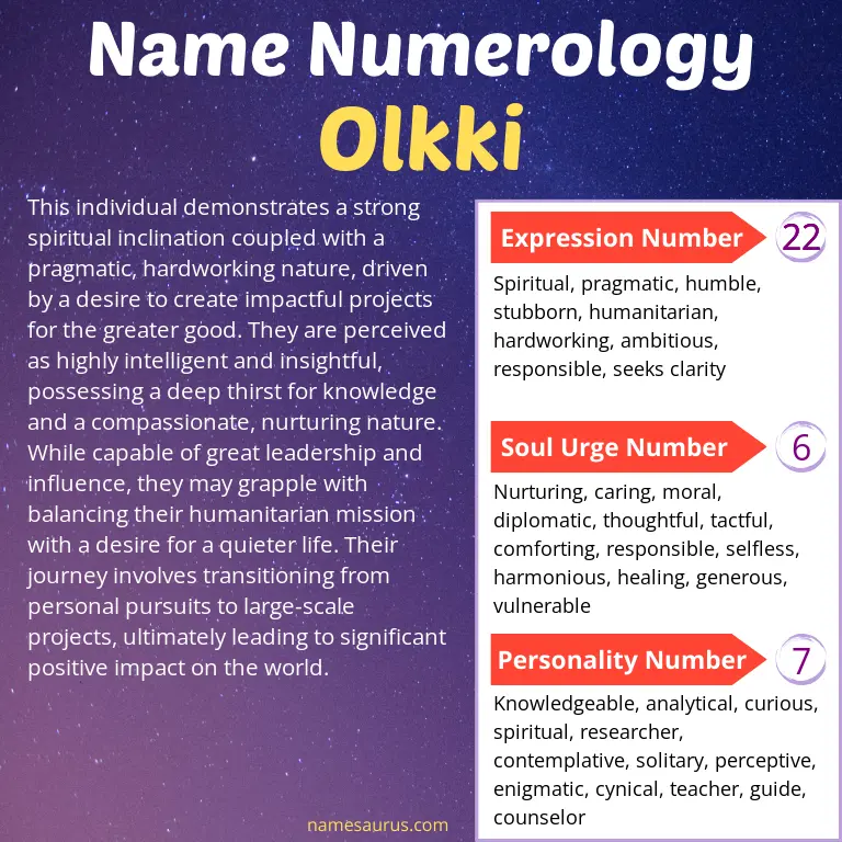 numerology of the name olkki.