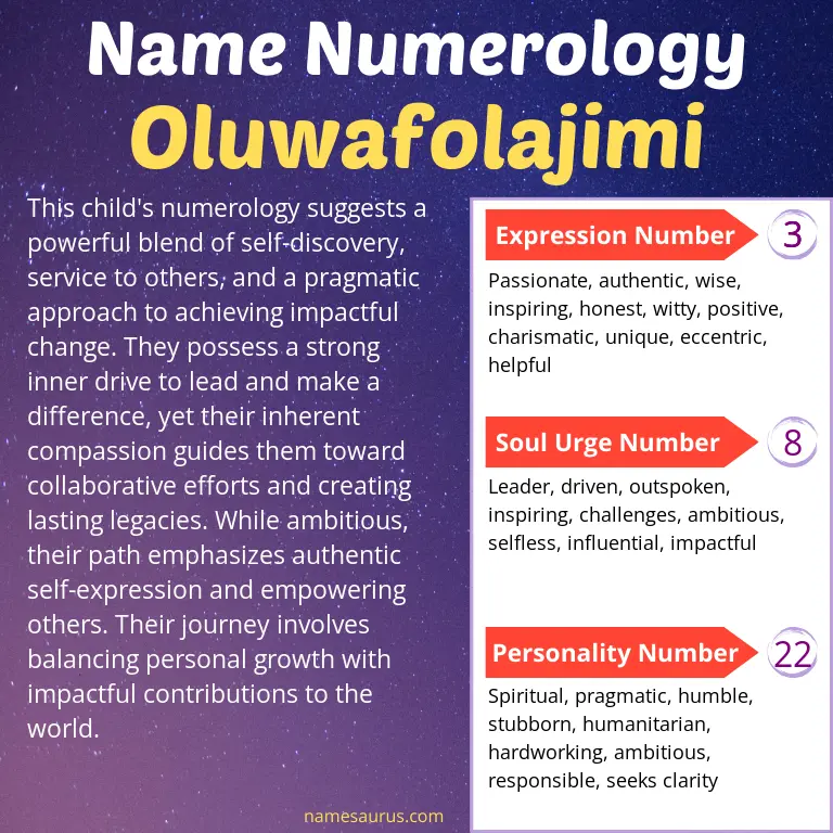 numerology of the name oluwafolajimi.