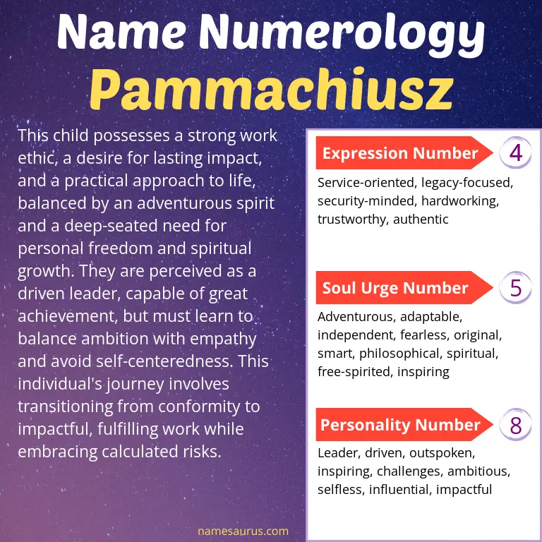 numerology of the name pammachiusz.