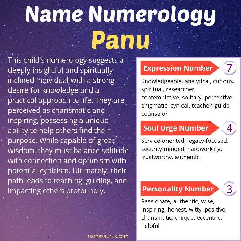 numerology of the name panu.