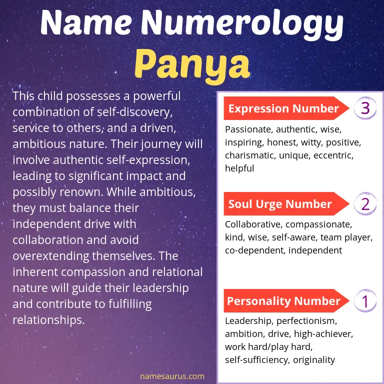 numerology of the name panya.