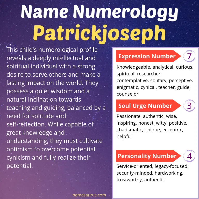 numerology of the name patrickjoseph.