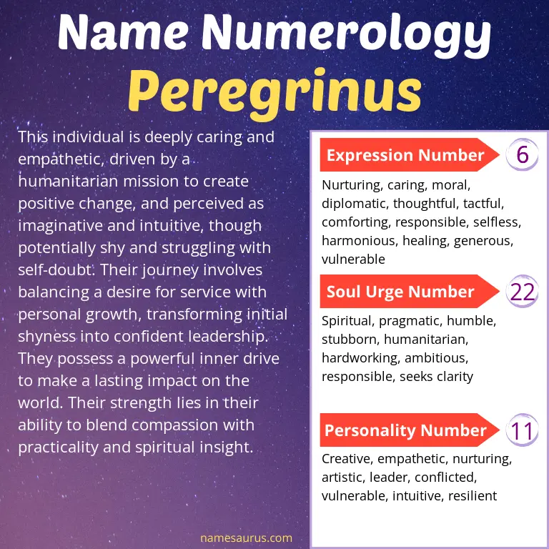 numerology of the name peregrinus.