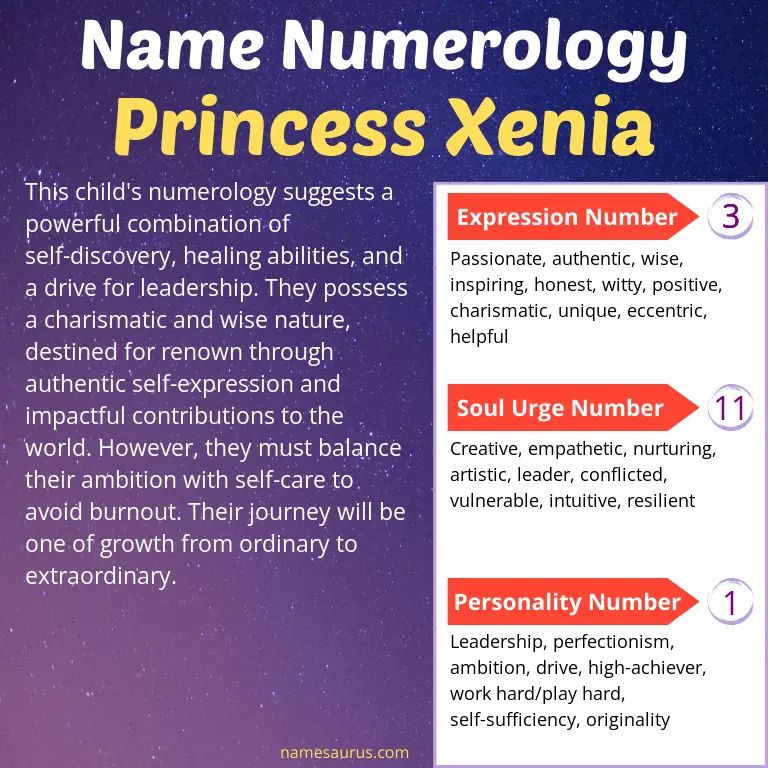 numerology of the name princess xenia.