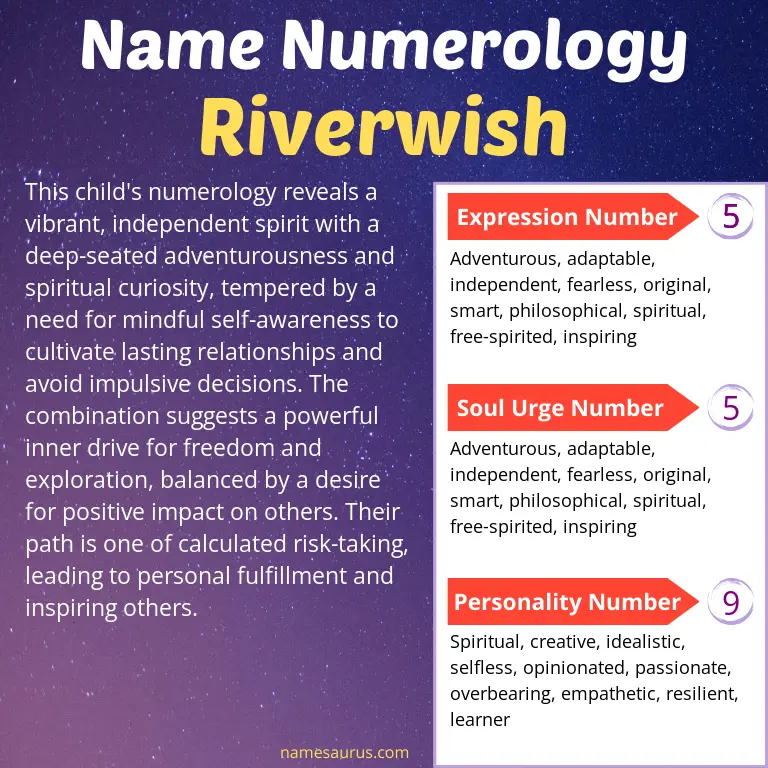 numerology of the name riverwish.
