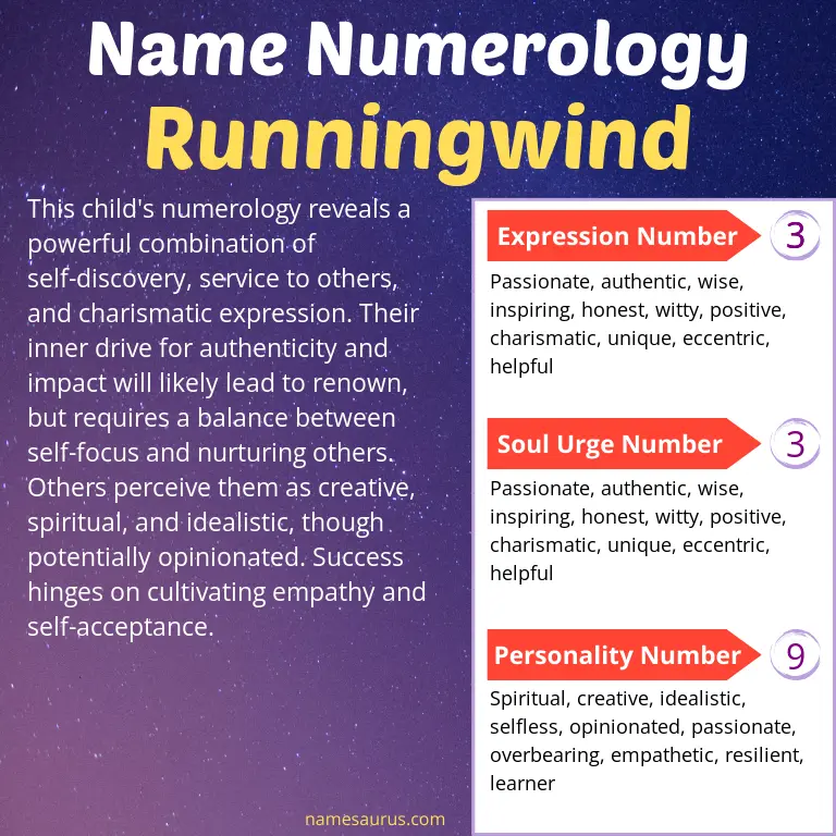 numerology of the name runningwind.