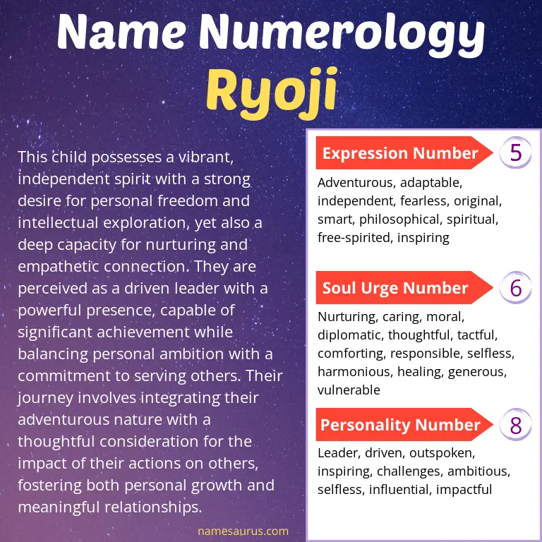 numerology of the name ryoji.