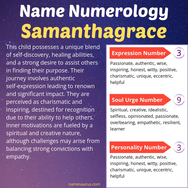 numerology of the name samanthagrace.