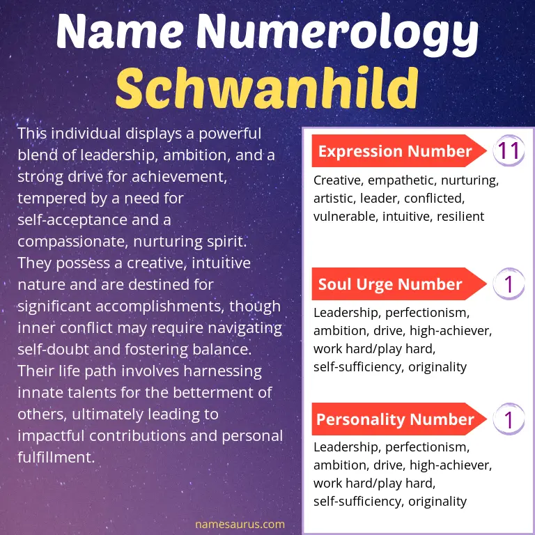 numerology of the name schwanhild.