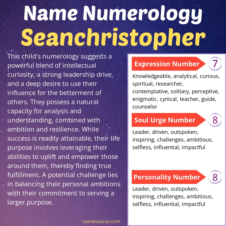 numerology of the name seanchristopher.