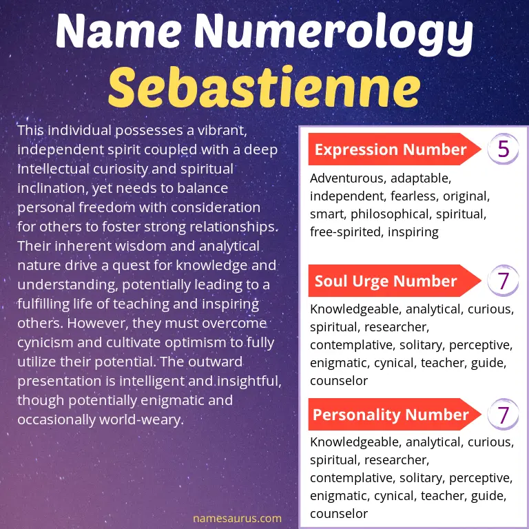 numerology of the name sebastienne.
