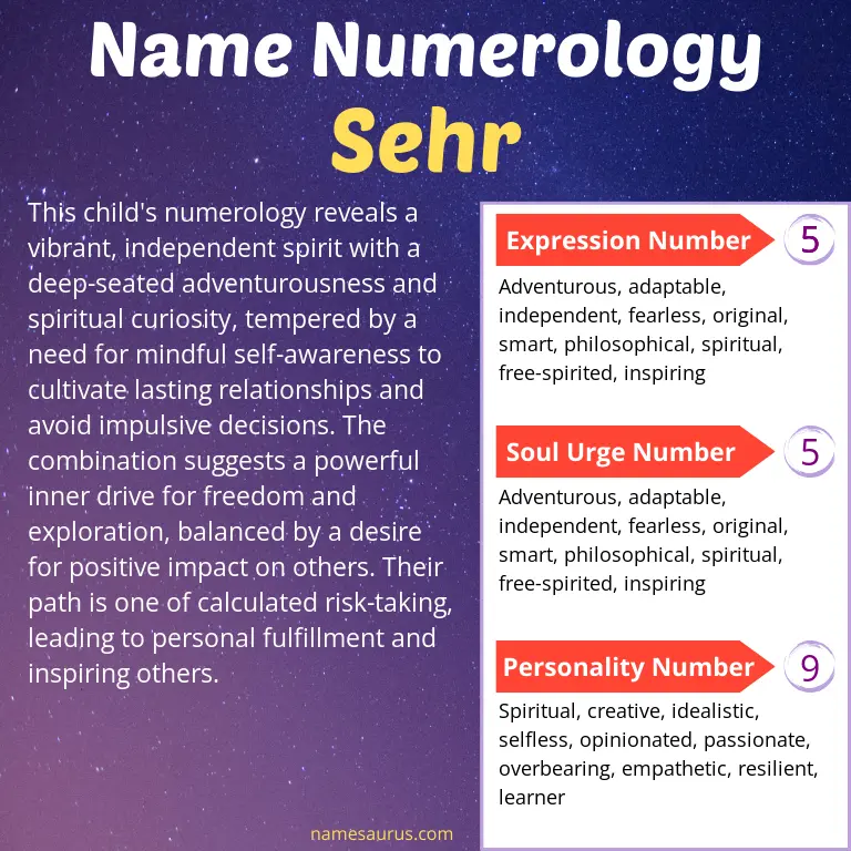 numerology of the name sehr.