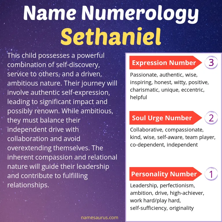 numerology of the name sethaniel.