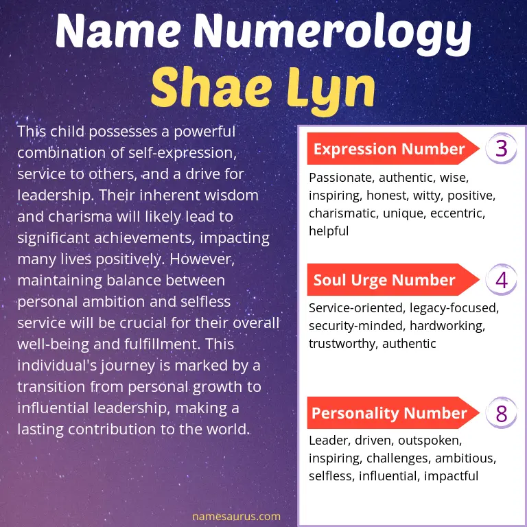 numerology of the name shae lyn.