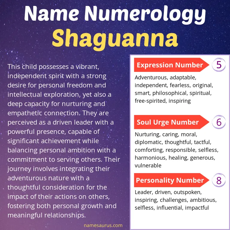 numerology of the name shaguanna.