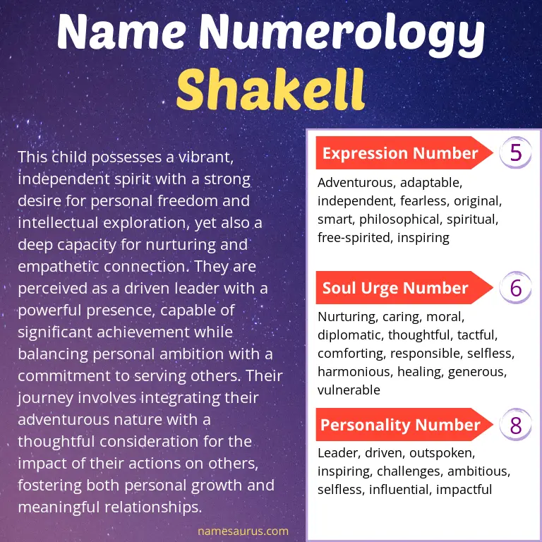 numerology of the name shakell.
