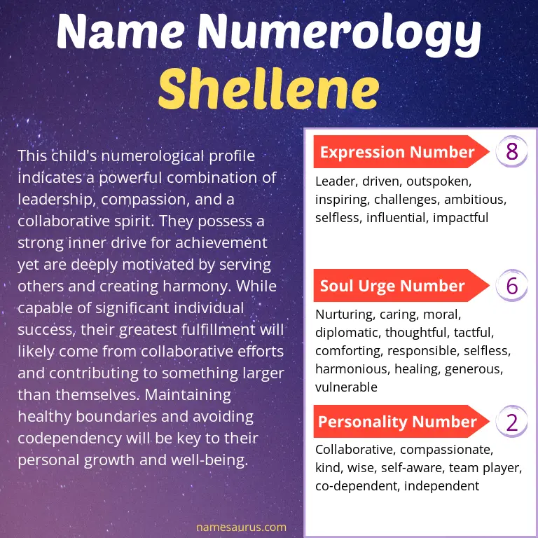 numerology of the name shellene.