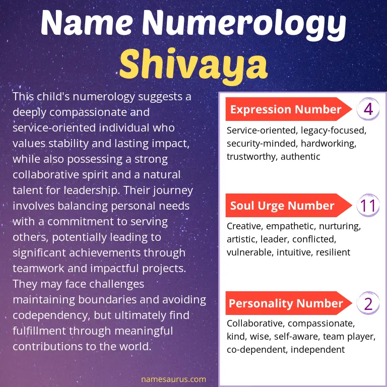 numerology of the name shivaya.