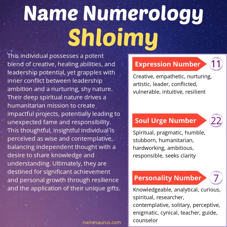 numerology of the name shloimy.