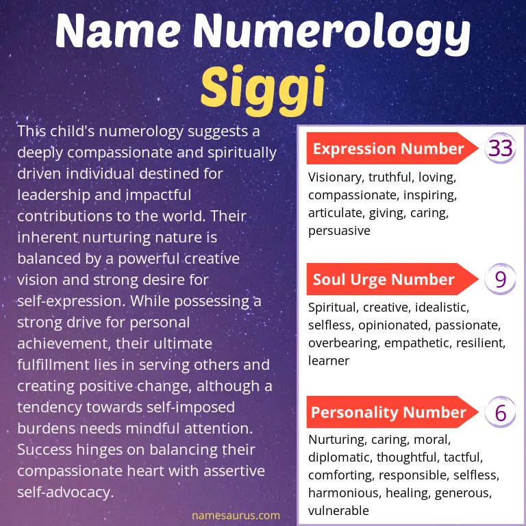 numerology of the name siggi.