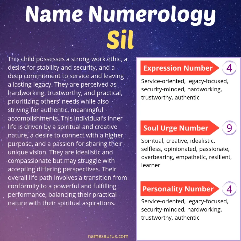 numerology of the name sil.