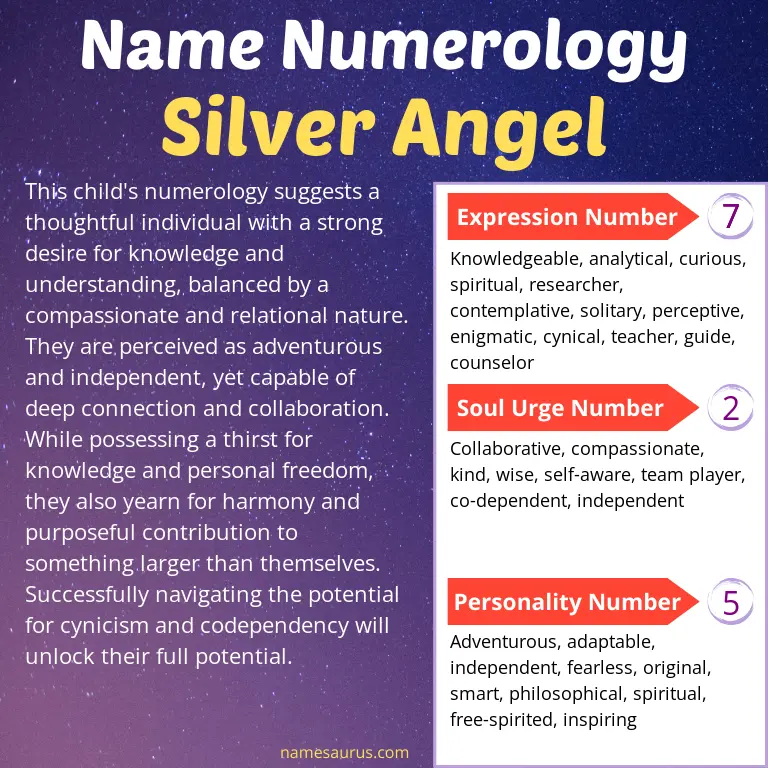 numerology of the name silver angel.